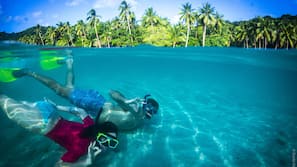 Beach nearby, snorkelling, beach bar, kayaking