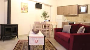 LCD TV, fireplace