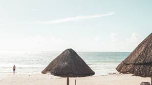 Private beach, sun-loungers, beach umbrellas, beach towels