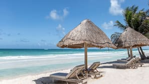 Private beach, sun-loungers, beach umbrellas, beach towels