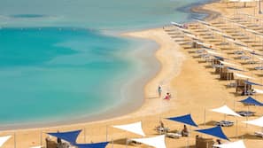Private beach, sun-loungers, beach umbrellas, beach towels