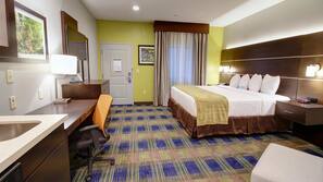 Egyptian cotton sheets, down comforters, pillowtop beds, desk