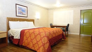 Desk, free WiFi, bed sheets
