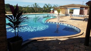 Outdoor pool, pool umbrellas