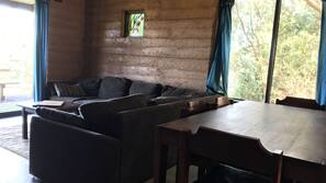 Flat-screen TV, fireplace, DVD player, pay-per-view films