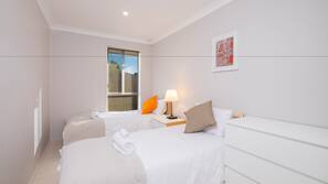 Blackout drapes, free WiFi, linens