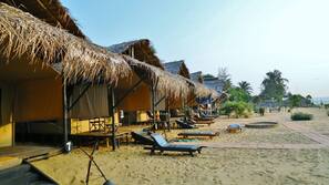 Private beach, sun-loungers