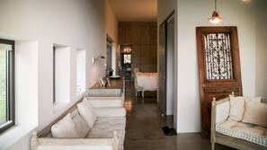 Flat-screen TV, fireplace, pay movies