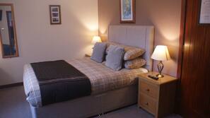 Blackout curtains, iron/ironing board, free WiFi, linens