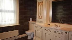 Shower, free toiletries, hair dryer