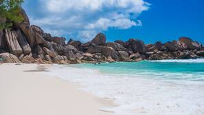 On the beach, white sand