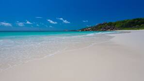 On the beach, white sand