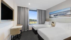 In-room safe, laptop workspace, blackout curtains, soundproofing
