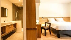 Premium bedding, desk, soundproofing, iron/ironing board