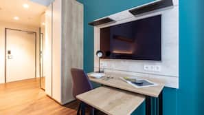 49-inch flat-screen TV with satellite channels
