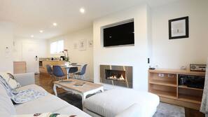 TV, fireplace, iPod docking station