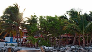 Private beach, sun-loungers, beach towels, beach massages