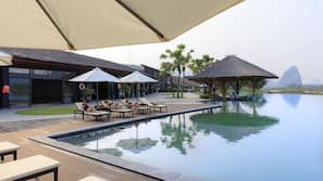 Indoor pool, outdoor pool, open 6:30 AM to 9:00 PM, pool umbrellas