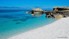 Una spiaggia nelle vicinanze, lettini da mare