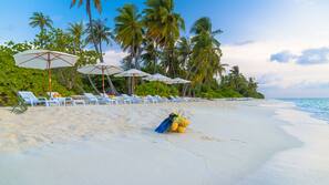 On the beach, scuba diving
