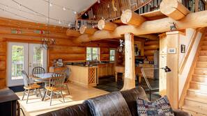 TV, fireplace, DVD player, books
