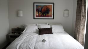Egyptian cotton sheets, premium bedding, desk, blackout curtains