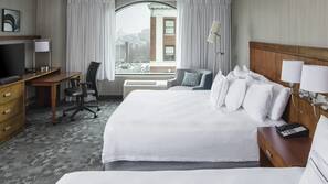 Premium bedding, pillowtop beds, laptop workspace, iron/ironing board