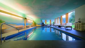 Indoor pool, open 7:00 AM to 11:00 PM, sun loungers