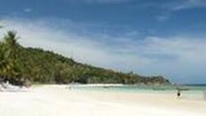 Plage, parasols, bar de plage