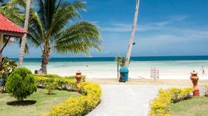 Plage, parasols, bar de plage