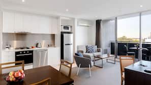 In-room safe, desk, laptop workspace, blackout curtains