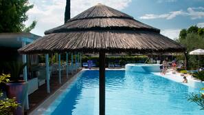 Indoor pool, seasonal outdoor pool, pool umbrellas, sun loungers