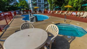 Indoor pool, outdoor pool, sun loungers