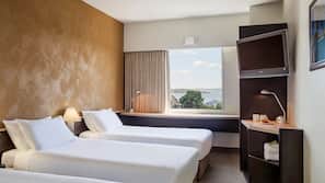 Hypo-allergenic bedding, down duvet, desk, blackout curtains