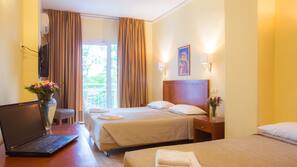 Hypo-allergenic bedding, in-room safe, desk, soundproofing