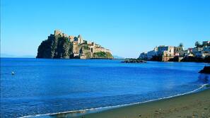 Private beach, sun-loungers, beach umbrellas, beach towels