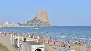 On the beach, white sand