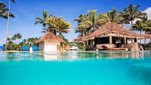 2 outdoor pools, pool umbrellas, sun loungers