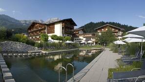 Indoor pool, outdoor pool, pool loungers
