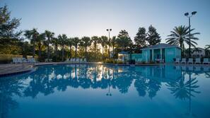 Outdoor pool, pool umbrellas