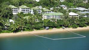 On the beach, white sand