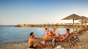 On the beach, beach umbrellas, beach massages, snorkelling