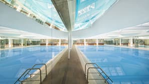 Indoor pool, 2 outdoor pools, pool umbrellas