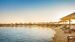 On the beach, beach umbrellas, beach massages, snorkelling