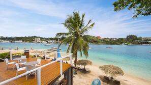 Private beach, white sand, sun-loungers, beach umbrellas