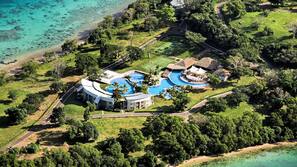 2 outdoor pools, pool umbrellas, pool loungers