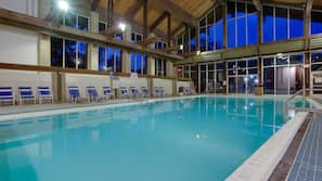 Indoor pool, seasonal outdoor pool, pool umbrellas, sun loungers