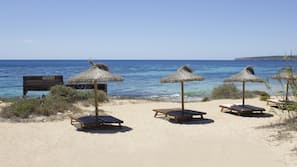 On the beach, scuba diving, snorkelling, windsurfing