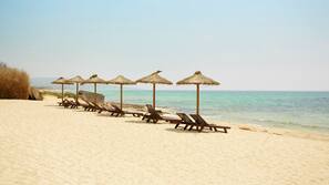 On the beach, scuba diving, snorkelling, windsurfing