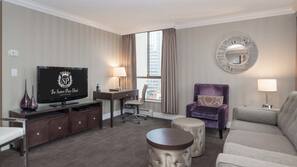 Flat-screen TV, video game console, DVD player, pay-per-view films